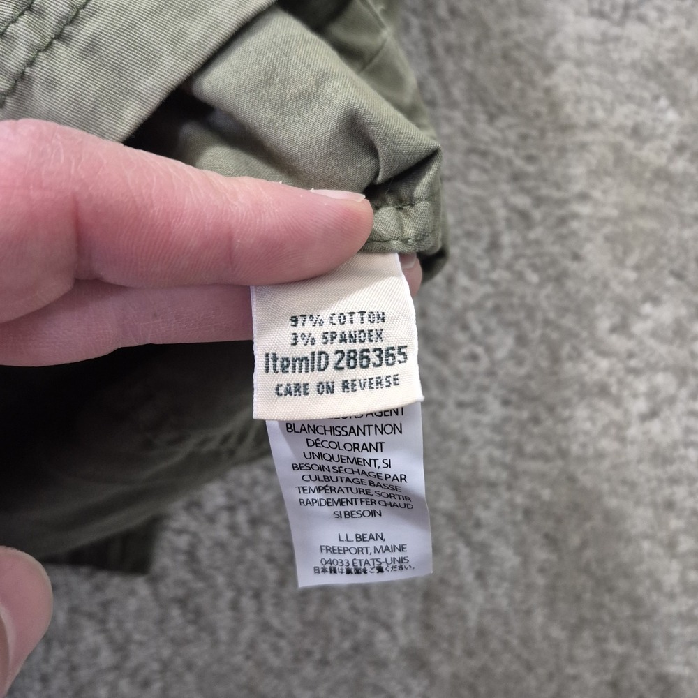 LL Bean Utilty Jacket Womens Medium Green Cotton Zip Pockets Military Workwear - Picture 6 of 9